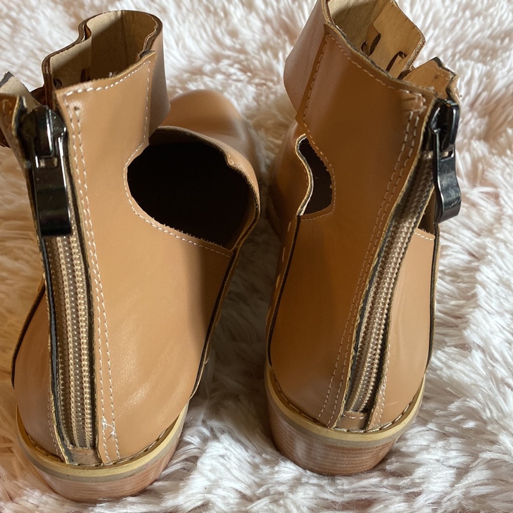 Camel Colored Booties With Strap - image 6